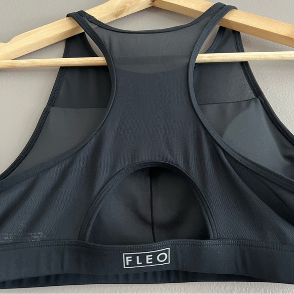 Fleo High Neck Mesh Active Sport Bra Padded Black Sz Medium - Picture 5 of 9